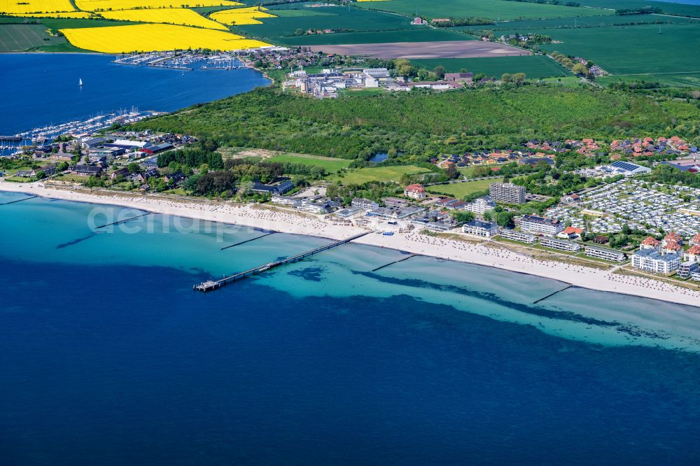 Großenbrode from above - Townscape on the seacoast of Baltic Sea in Grossenbrode in the state Schleswig-Holstein