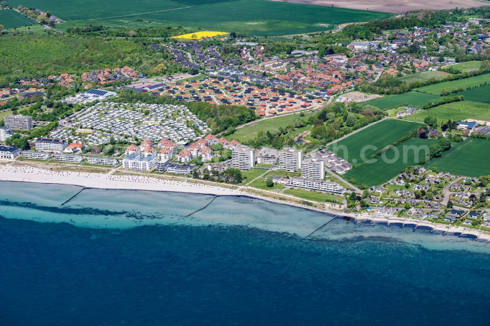 Aerial image Großenbrode - Townscape on the seacoast of Baltic Sea in Grossenbrode in the state Schleswig-Holstein