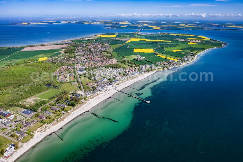 Großenbrode from above - Townscape on the seacoast of Baltic Sea in Grossenbrode in the state Schleswig-Holstein