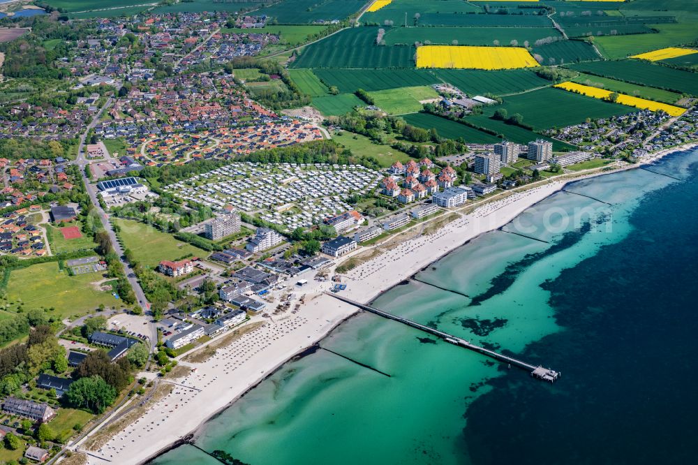 Aerial image Großenbrode - Townscape on the seacoast of Baltic Sea in Grossenbrode in the state Schleswig-Holstein