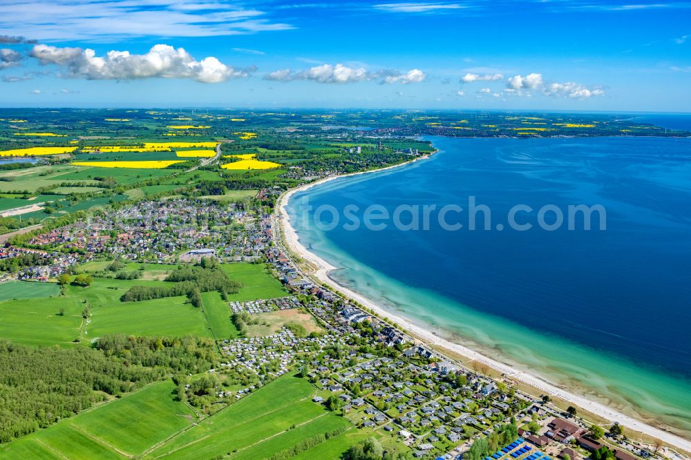 Aerial image Scharbeutz - Townscape on the seacoast of Baltic Sea in Haffkrug in the state Schleswig-Holstein