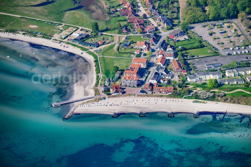 Hohwacht from above - Townscape on the seacoast of Baltic Sea in Hohwacht in the state Schleswig-Holstein