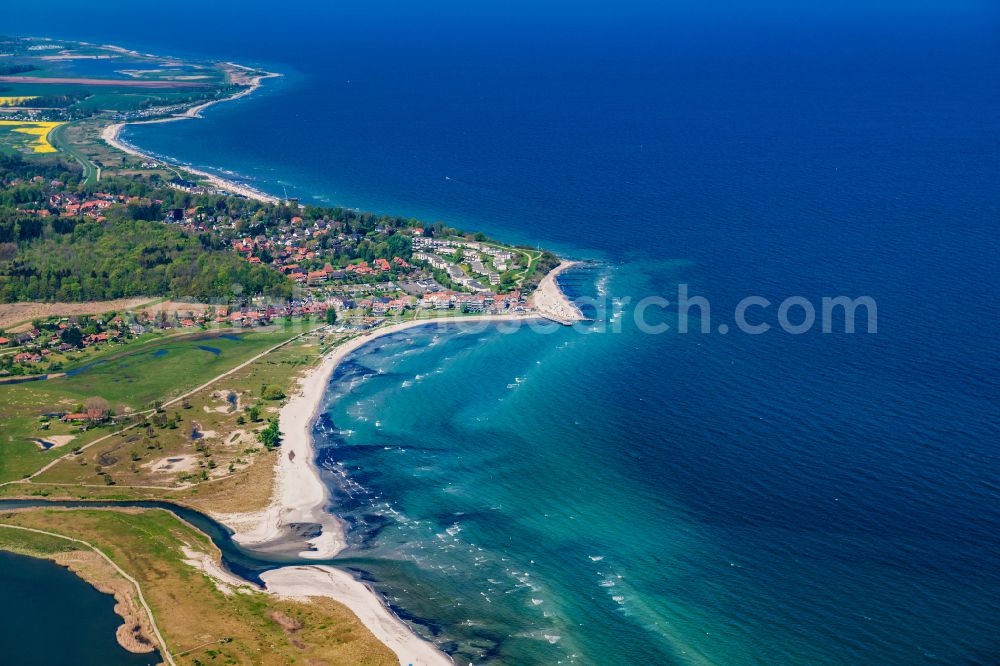 Aerial image Hohwacht - Townscape on the seacoast of Baltic Sea in Hohwacht in the state Schleswig-Holstein