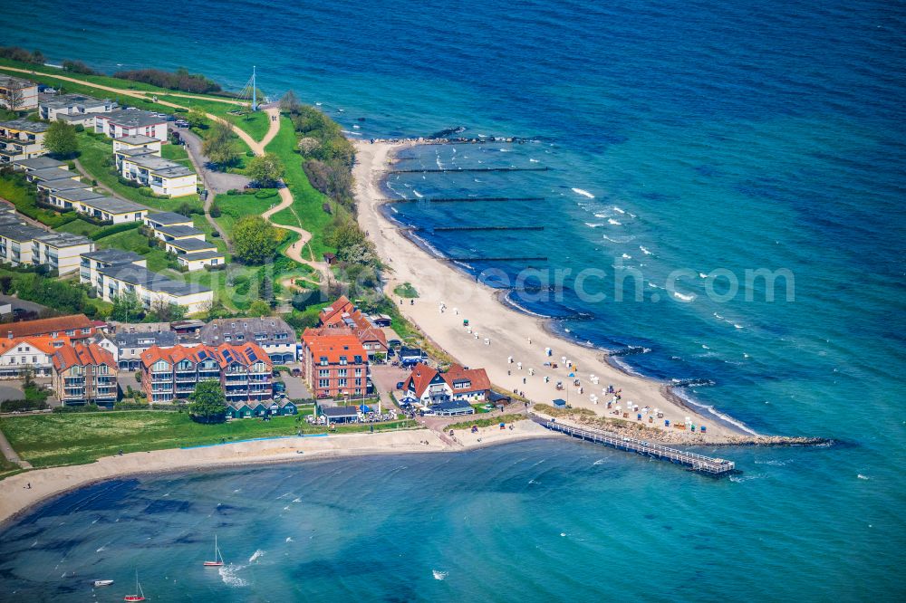 Hohwacht from above - Townscape on the seacoast of Baltic Sea in Hohwacht in the state Schleswig-Holstein