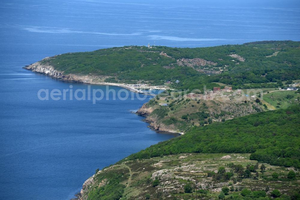 Allinge from above - Townscape on the seacoast of Baltic Sea on Bornholm Island in Allinge in Region Hovedstaden, Denmark