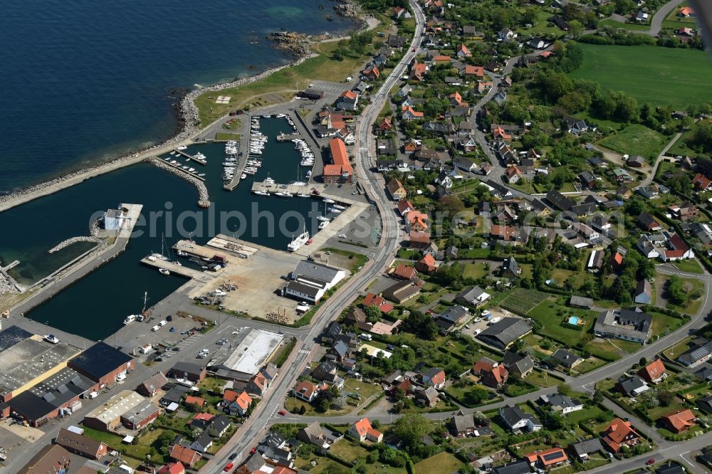 Aerial image Allinge - Townscape on the seacoast of Baltic Sea on Bornholm Island in Allinge in Region Hovedstaden, Denmark