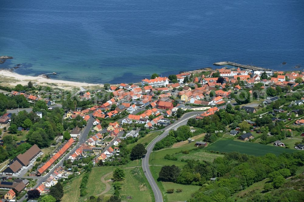 Aerial image Allinge- Sandvig - Townscape on the seacoast of Baltic Sea on Bornholm Island in Allinge- Sandvig in Region Hovedstaden, Denmark