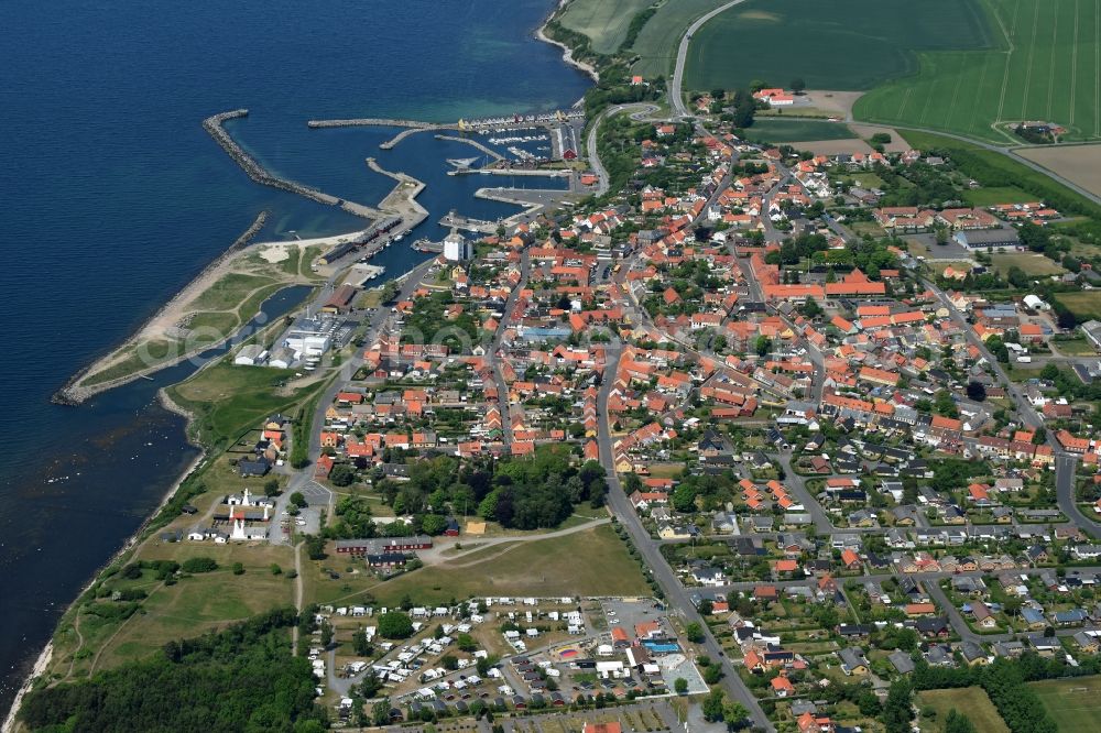 Hasle from above - Townscape on the seacoast of Baltic Sea Bornholm Island in Hasle in Region Hovedstaden, Denmark