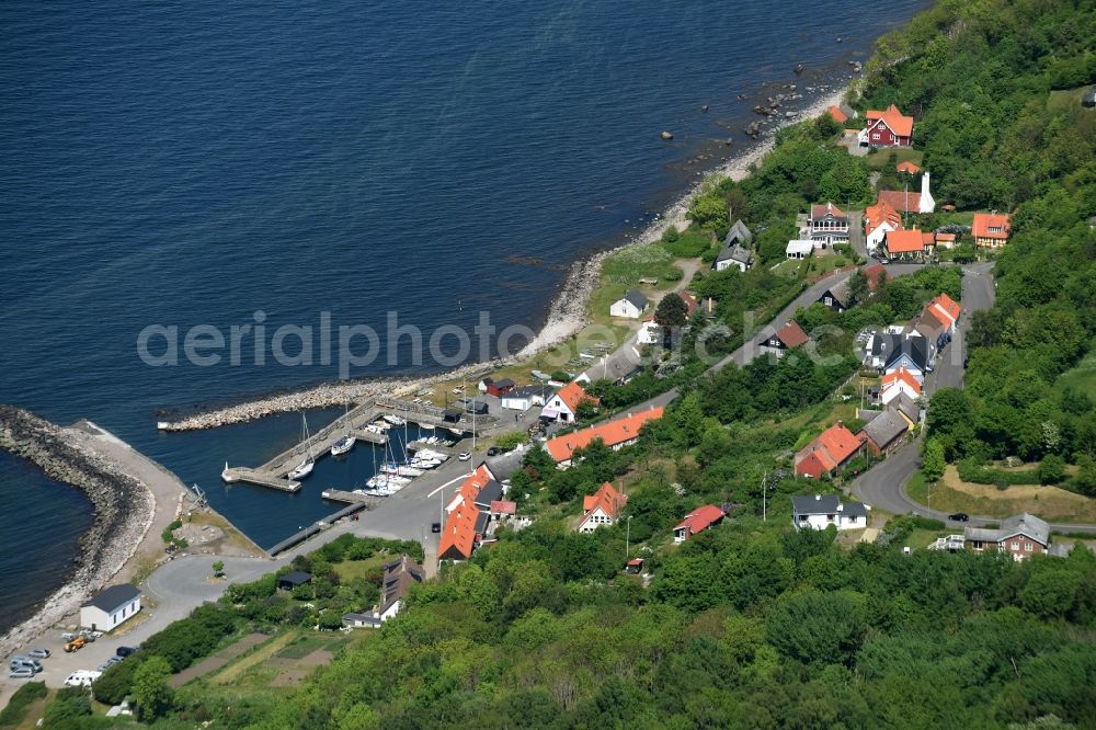 Hasle from the bird's eye view: Townscape on the seacoast of Baltic Sea on Bornholm Island in Hasle in Region Hovedstaden, Denmark