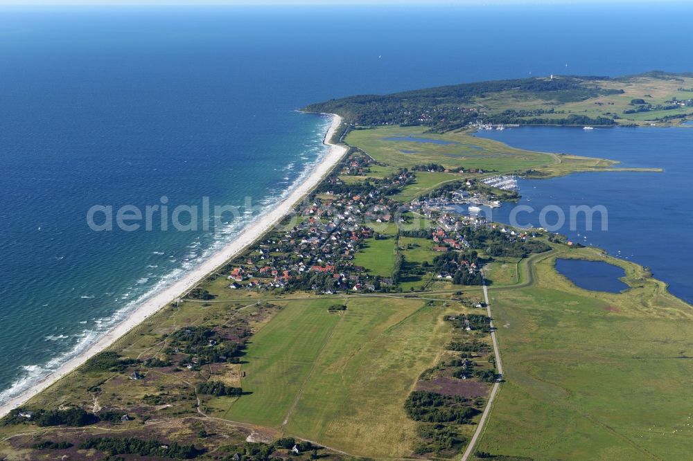 Insel Hiddensee from the bird's eye view: Townscape of Vitte on the seacoast of the Baltic Sea on the island Hiddensee in the state Mecklenburg - Western Pomerania