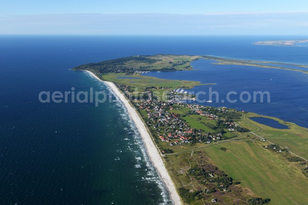 Aerial photograph Insel Hiddensee - Townscape of Vitte on the seacoast of the Baltic Sea on the island Hiddensee in the state Mecklenburg - Western Pomerania