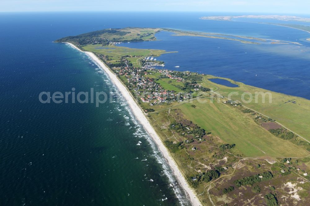 Insel Hiddensee from above - Townscape of Vitte on the seacoast of the Baltic Sea on the island Hiddensee in the state Mecklenburg - Western Pomerania