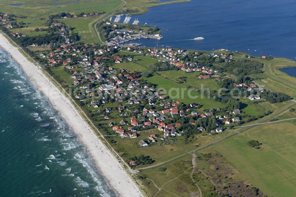 Aerial image Insel Hiddensee - Townscape of Vitte on the seacoast of the Baltic Sea on the island Hiddensee in the state Mecklenburg - Western Pomerania