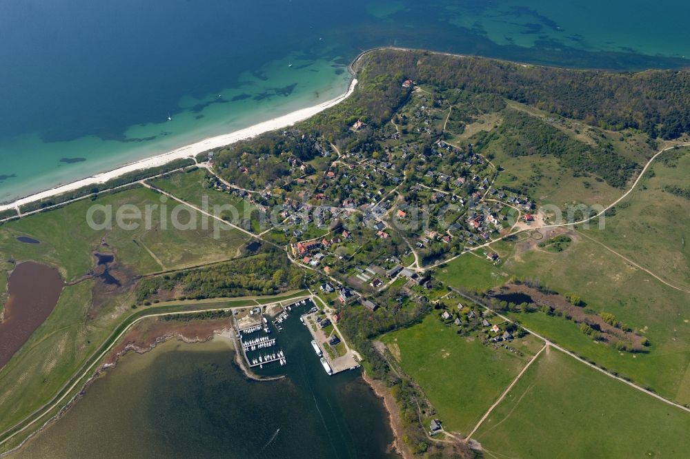 Aerial photograph Insel Hiddensee - Townscape of Kloster on the seacoast of the Baltic Sea on the island Hiddensee in the state Mecklenburg - Western Pomerania