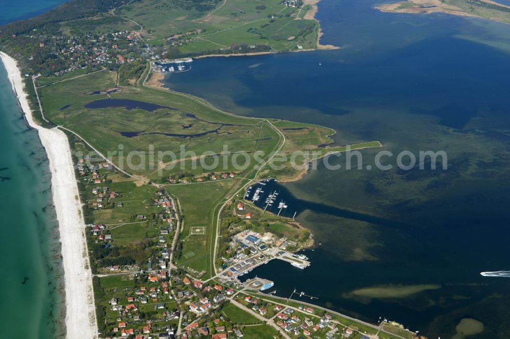 Insel Hiddensee from above - Townscape of Vitte on the seacoast of the Baltic Sea on the island Hiddensee in the state Mecklenburg - Western Pomerania