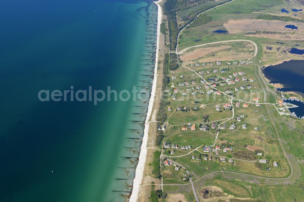 Insel Hiddensee from above - Townscape of Vitte on the seacoast of the Baltic Sea on the island Hiddensee in the state Mecklenburg - Western Pomerania