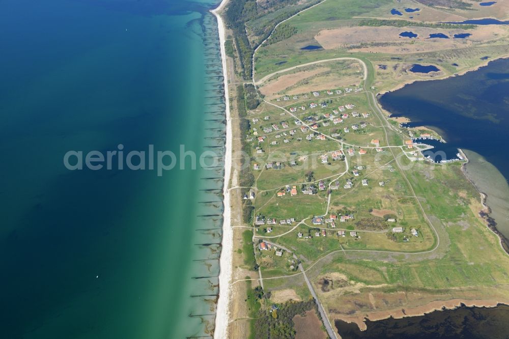 Insel Hiddensee from the bird's eye view: Townscape of Vitte on the seacoast of the Baltic Sea on the island Hiddensee in the state Mecklenburg - Western Pomerania