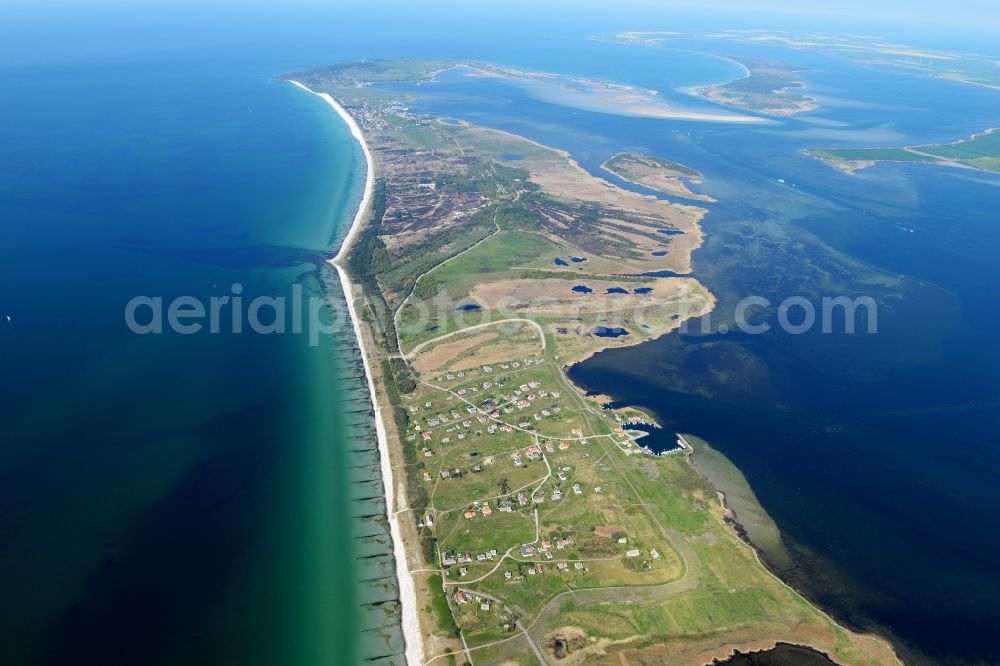 Aerial image Insel Hiddensee - Townscape of Vitte on the seacoast of the Baltic Sea on the island Hiddensee in the state Mecklenburg - Western Pomerania