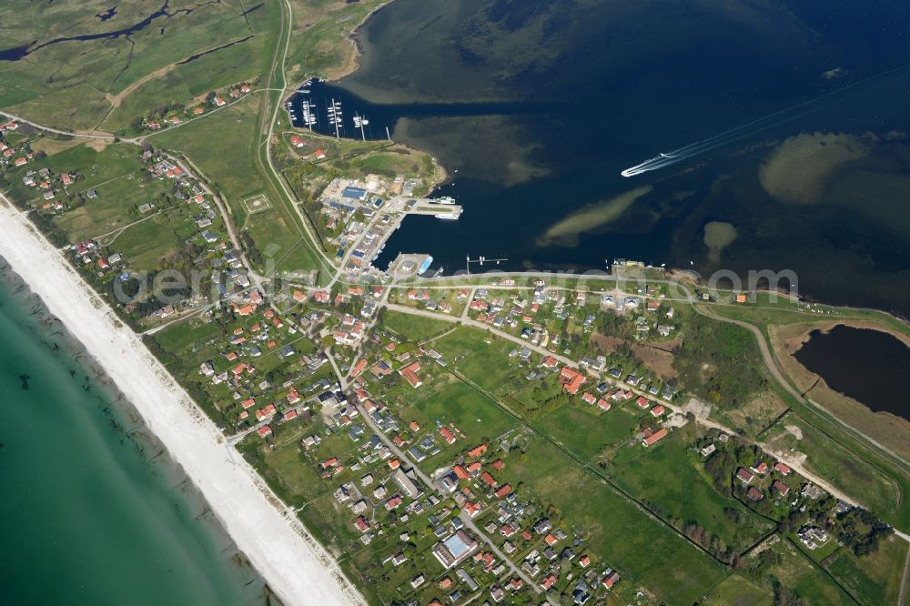 Aerial photograph Insel Hiddensee - Townscape of Vitte on the seacoast of the Baltic Sea on the island Hiddensee in the state Mecklenburg - Western Pomerania