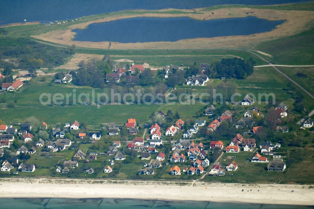 Insel Hiddensee from above - Townscape of Vitte on the seacoast of the Baltic Sea on the island Hiddensee in the state Mecklenburg - Western Pomerania