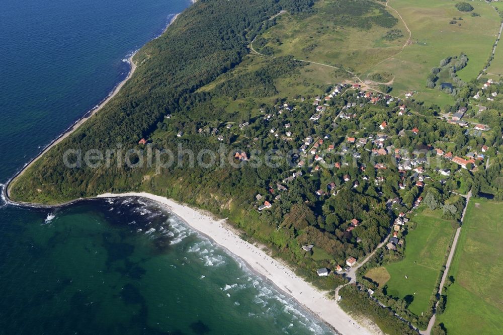 Insel Hiddensee from the bird's eye view: Townscape of Kloster on the seacoast of the Baltic Sea on the island Hiddensee in the state Mecklenburg - Western Pomerania