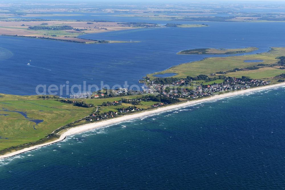 Insel Hiddensee from above - Townscape of Vitte on the seacoast of the Baltic Sea on the island Hiddensee in the state Mecklenburg - Western Pomerania