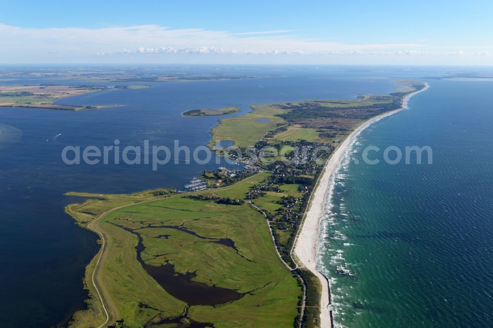 Insel Hiddensee from the bird's eye view: Townscape of Vitte on the seacoast of the Baltic Sea on the island Hiddensee in the state Mecklenburg - Western Pomerania