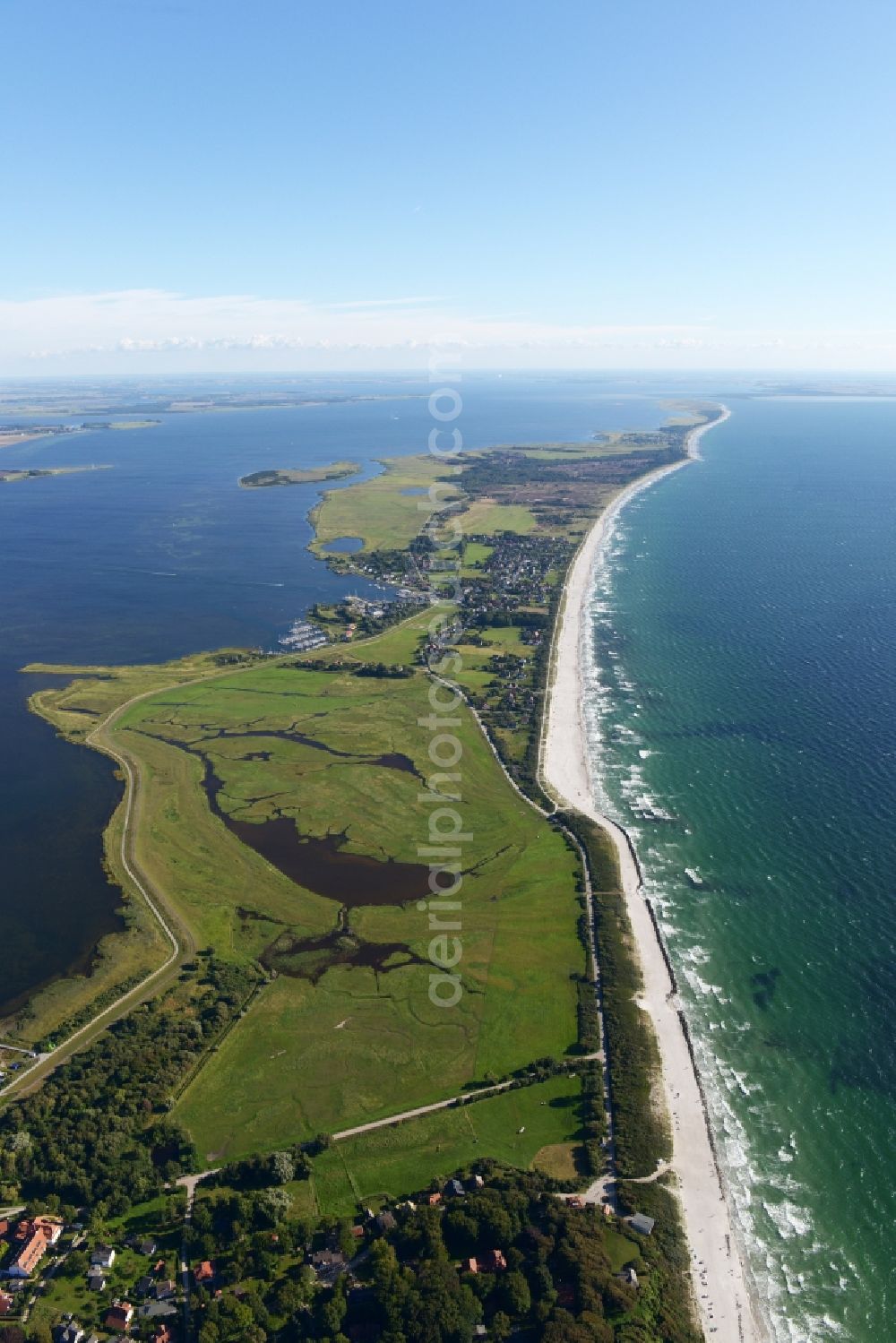 Aerial image Insel Hiddensee - Townscape of Vitte on the seacoast of the Baltic Sea on the island Hiddensee in the state Mecklenburg - Western Pomerania