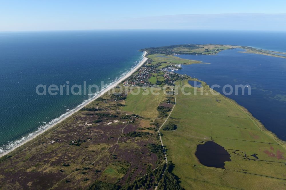 Insel Hiddensee from the bird's eye view: Townscape of Vitte on the seacoast of the Baltic Sea on the island Hiddensee in the state Mecklenburg - Western Pomerania