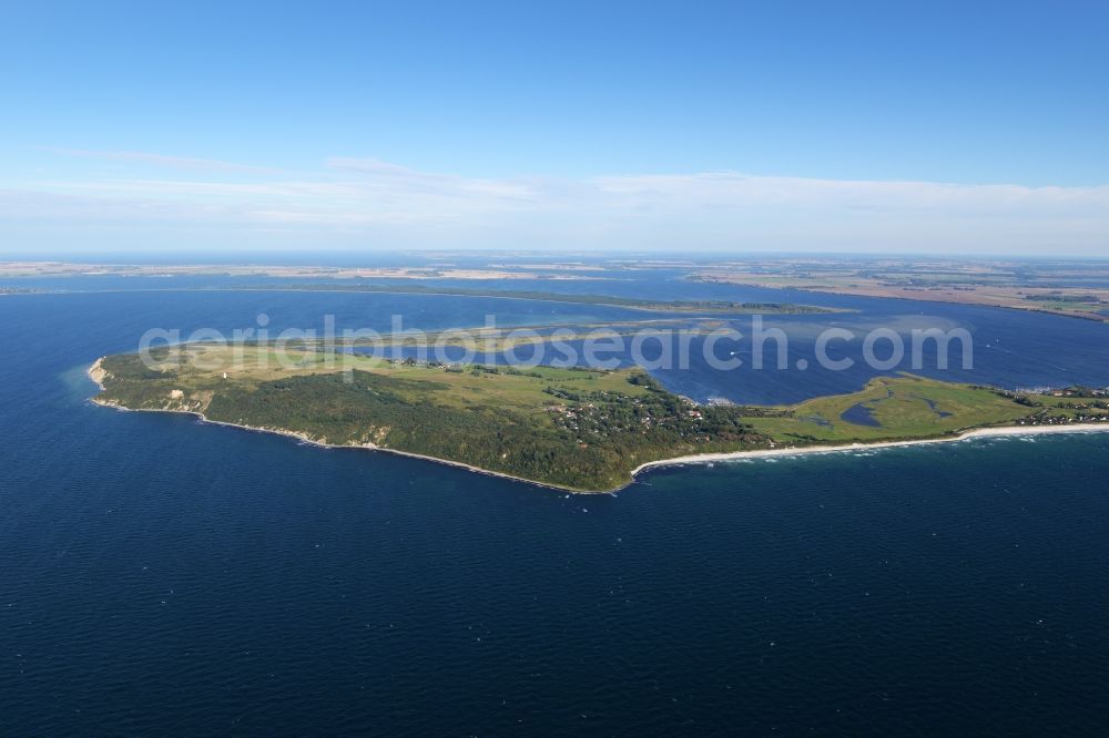 Insel Hiddensee from above - Townscape of Kloster on the seacoast of the Baltic Sea on the island Hiddensee in the state Mecklenburg - Western Pomerania