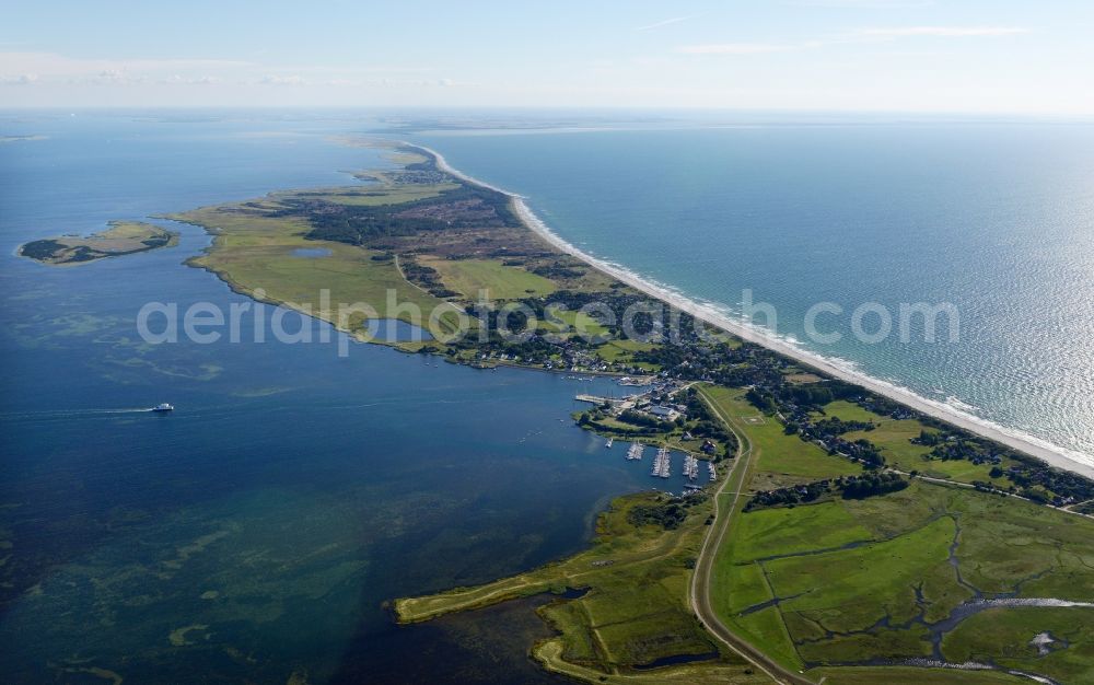 Aerial image Insel Hiddensee - Townscape of Vitte on the seacoast of the Baltic Sea on the island Hiddensee in the state Mecklenburg - Western Pomerania