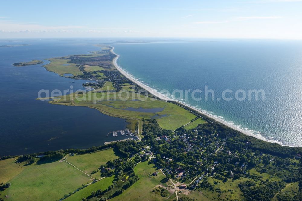 Insel Hiddensee from the bird's eye view: Townscape of Kloster on the seacoast of the Baltic Sea on the island Hiddensee in the state Mecklenburg - Western Pomerania