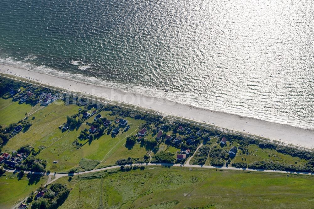 Aerial image Insel Hiddensee - Townscape of Vitte on the seacoast of the Baltic Sea on the island Hiddensee in the state Mecklenburg - Western Pomerania