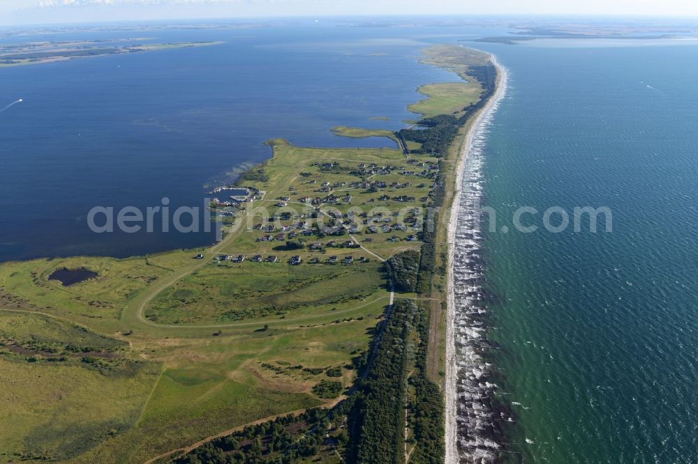 Insel Hiddensee from the bird's eye view: Townscape Plogshagen on the seacoast of the Baltic Sea on the island Hiddensee in the state Mecklenburg - Western Pomerania