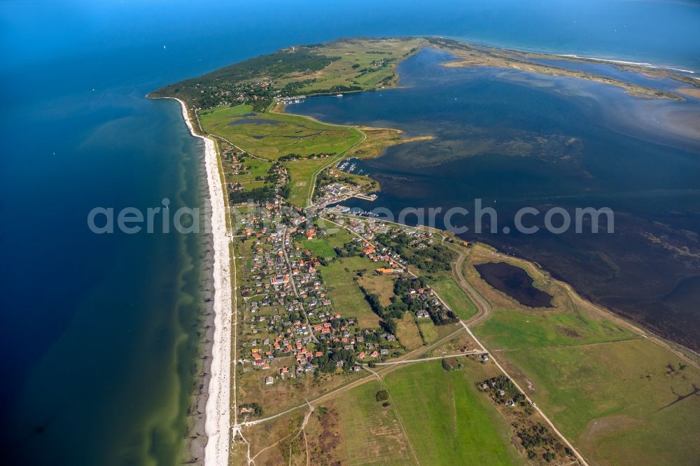 Aerial image Insel Hiddensee - Townscape of Vitte on the seacoast of the Baltic Sea on the island Hiddensee in the state Mecklenburg - Western Pomerania