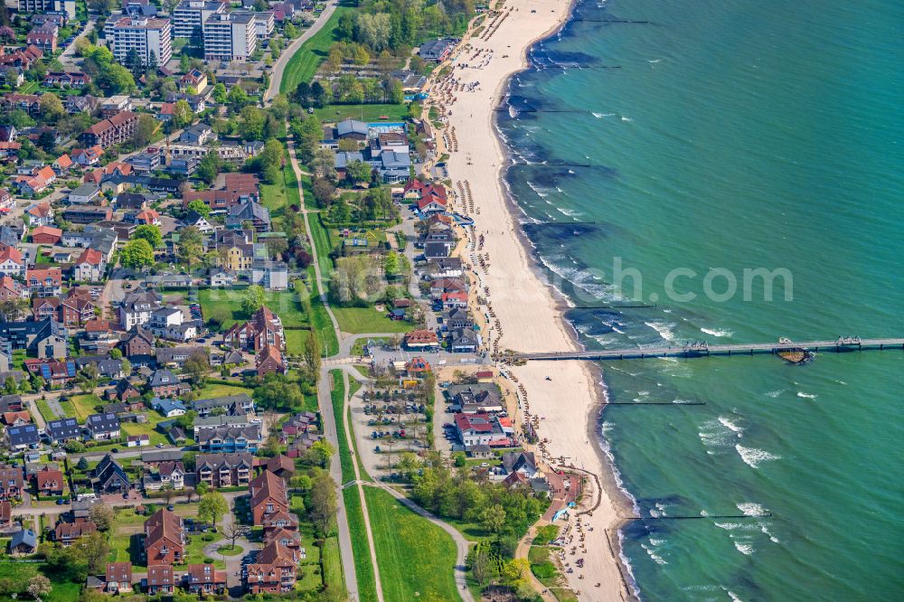 Kellenhusen from above - Townscape on the seacoast of Baltic Sea in Kellenhusen in the state Schleswig-Holstein