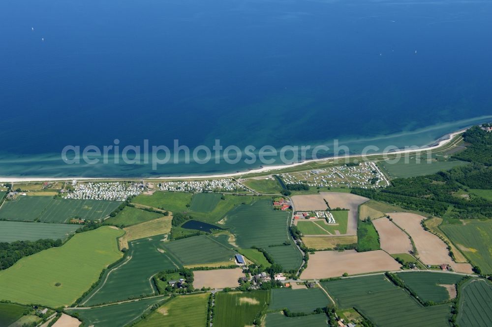 Aerial image Kronsgaard - Townscape on the seacoast of Baltic Sea in Kronsgaard in the state Schleswig-Holstein