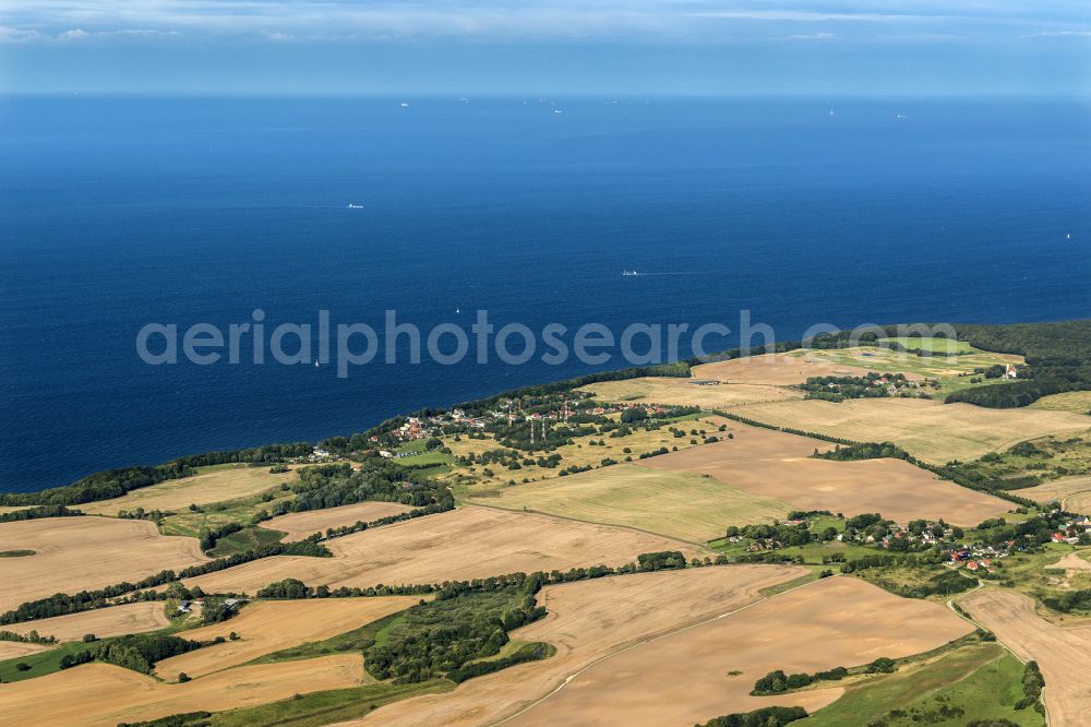 Lohme from above - Townscape on the seacoast of Baltic Sea in Lohme on the island of Ruegen in the state Mecklenburg - Western Pomerania, Germany