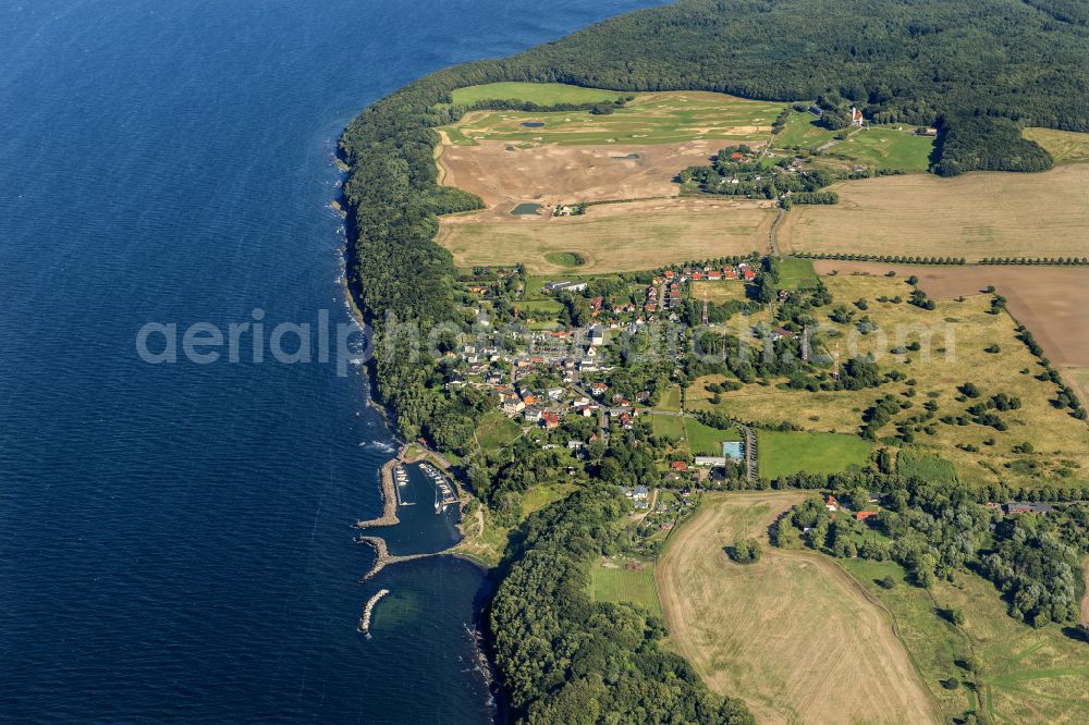 Lohme from above - Townscape on the seacoast of Baltic Sea in Lohme on the island of Ruegen in the state Mecklenburg - Western Pomerania, Germany