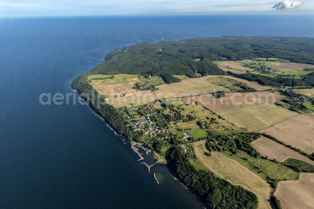 Aerial image Lohme - Townscape on the seacoast of Baltic Sea in Lohme on the island of Ruegen in the state Mecklenburg - Western Pomerania, Germany