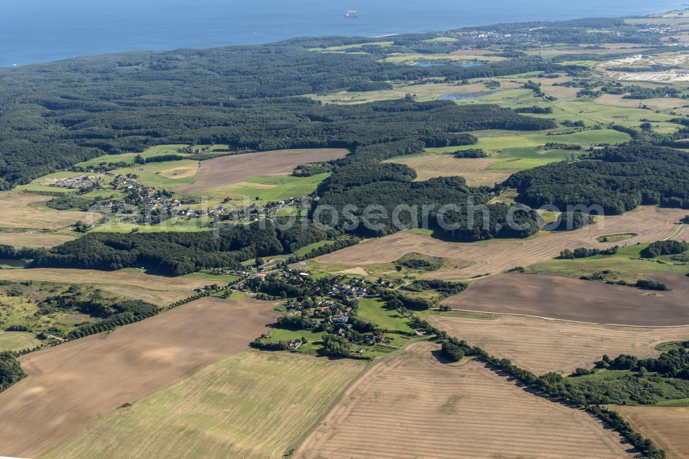 Lohme from above - Townscape on the seacoast of Baltic Sea in Lohme on the island of Ruegen in the state Mecklenburg - Western Pomerania, Germany