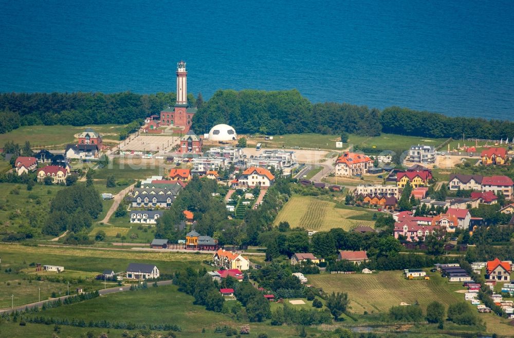 Aerial image Niechorze Horst - Townscape on the seacoast of Baltic Sea in Niechorze Horst in West Pomerania, Poland