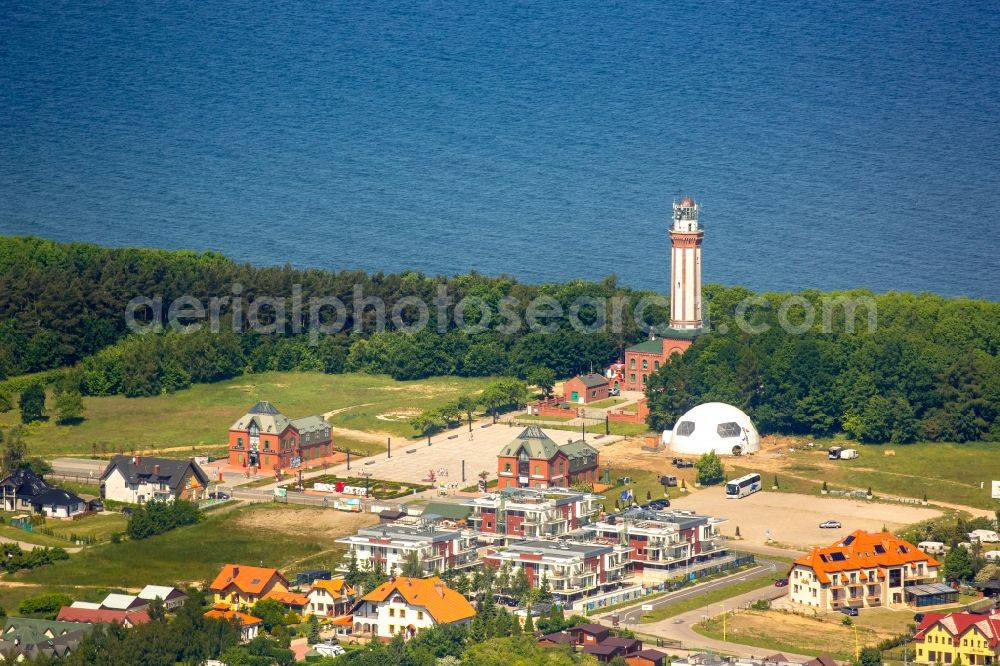 Niechorze Horst from above - Townscape on the seacoast of Baltic Sea in Niechorze Horst in West Pomerania, Poland