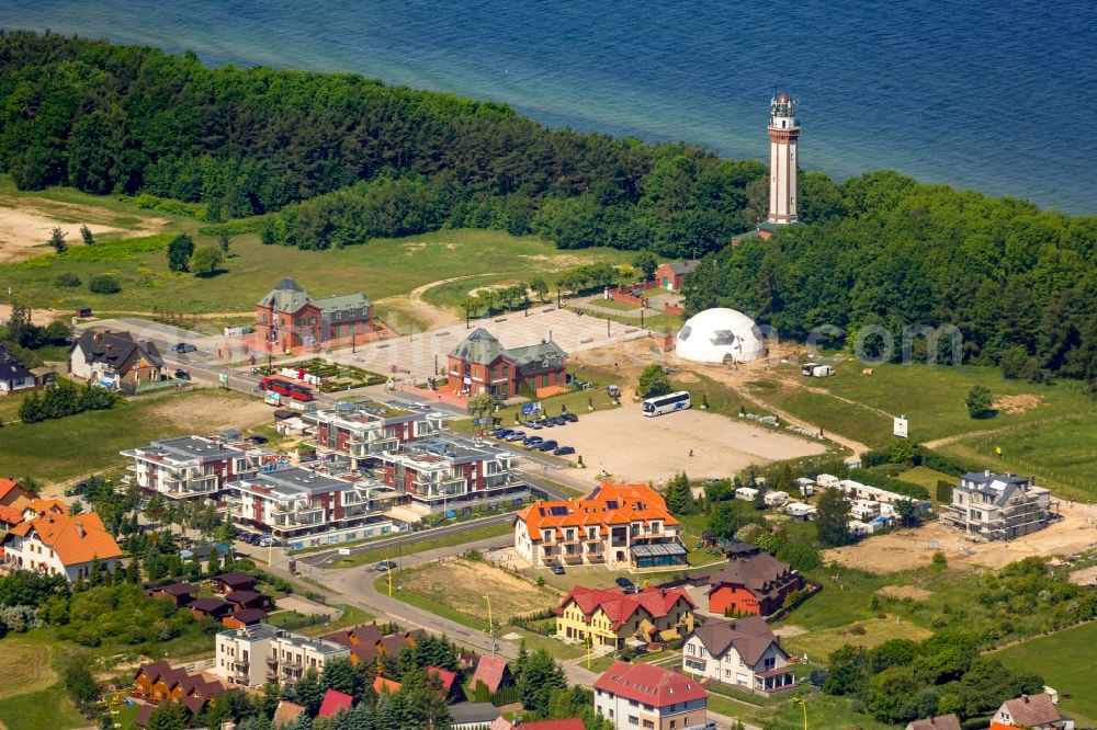 Aerial image Niechorze Horst - Townscape on the seacoast of Baltic Sea in Niechorze Horst in West Pomerania, Poland