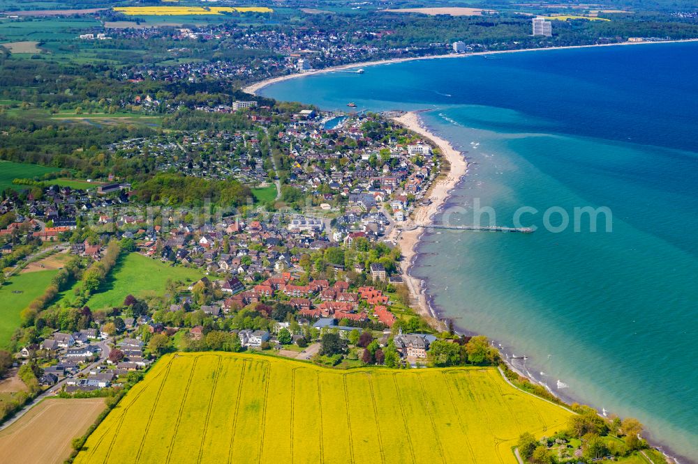 Niendorf from above - Townscape on the seacoast of Baltic Sea in Niendorf/Ostsee in the state Schleswig-Holstein, Germany