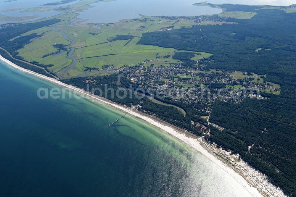 Prerow from the bird's eye view: Townscape Prerow on the seacoast of Baltic Sea in the state Mecklenburg - Western Pomerania