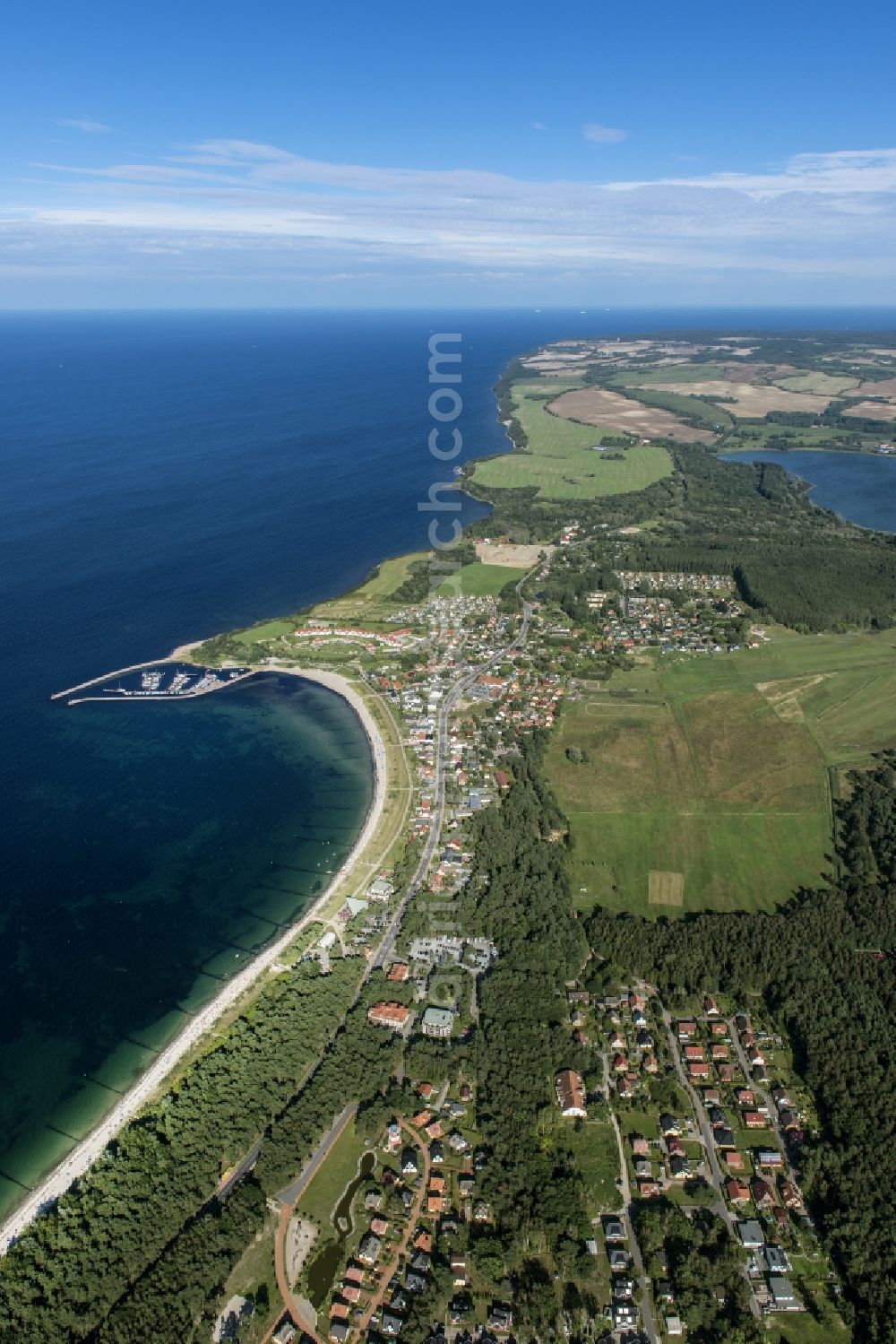 Glowe from above - Townscape on the seacoast of baltic sea Ruegen in Glowe in the state Mecklenburg - Western Pomerania