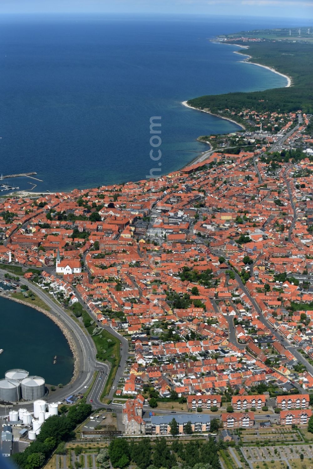 Aerial photograph Ronne - Insel Bornholm - Townscape on the seacoast of Baltic Sea in Ronne - Bornholm Island in Region Hovedstaden, Denmark