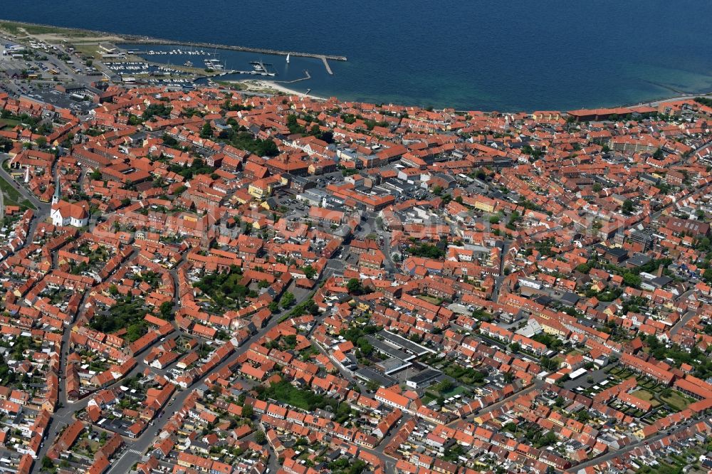 Aerial image Ronne - Insel Bornholm - Townscape on the seacoast of Baltic Sea in Ronne - Bornholm Island in Region Hovedstaden, Denmark