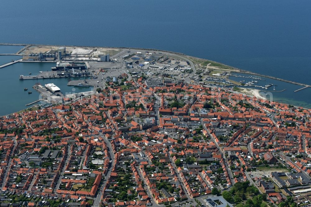 Aerial image Ronne - Insel Bornholm - Townscape on the seacoast of Baltic Sea in Ronne - Bornholm Island in Region Hovedstaden, Denmark